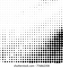 Abstract grunge grid polka dot halftone background pattern. Spotted black and white vector line illustration
