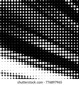 Abstract grunge grid polka dot halftone background pattern. Spotted black and white vector line illustration
