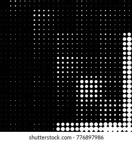 Abstract grunge grid polka dot halftone background pattern. Spotted black and white vector line illustration
