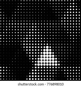 Abstract grunge grid polka dot halftone background pattern. Spotted black and white vector line illustration
