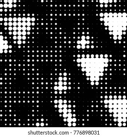 Abstract grunge grid polka dot halftone background pattern. Spotted black and white vector line illustration
