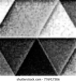 Abstract grunge grid polka dot halftone background pattern. Spotted black and white vector line illustration
