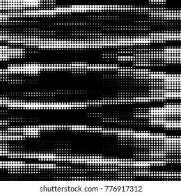 Abstract grunge grid polka dot halftone background pattern. Spotted black and white vector line illustration
