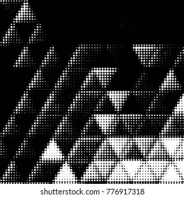 Abstract grunge grid polka dot halftone background pattern. Spotted black and white vector line illustration
