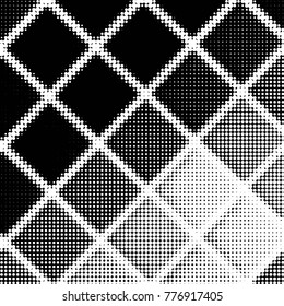 Abstract grunge grid polka dot halftone background pattern. Spotted black and white vector line illustration
