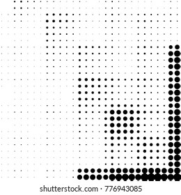 Abstract grunge grid polka dot halftone background pattern. Spotted black and white vector line illustration

