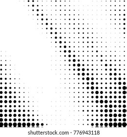 Abstract grunge grid polka dot halftone background pattern. Spotted black and white vector line illustration
