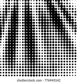 Abstract grunge grid polka dot halftone background pattern. Spotted black and white vector line illustration
