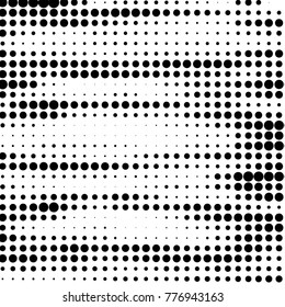 Abstract grunge grid polka dot halftone background pattern. Spotted black and white vector line illustration
