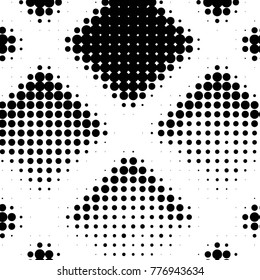 Abstract grunge grid polka dot halftone background pattern. Spotted black and white vector line illustration
