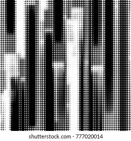 Abstract grunge grid polka dot halftone background pattern. Spotted black and white vector line illustration
