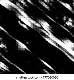 Abstract grunge grid polka dot halftone background pattern. Spotted black and white vector line illustration
