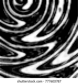 Abstract grunge grid polka dot halftone background pattern. Spotted black and white vector line illustration
