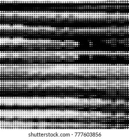 Abstract grunge grid polka dot halftone background pattern. Spotted black and white vector line illustration
