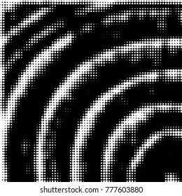 Abstract grunge grid polka dot halftone background pattern. Spotted black and white vector line illustration
