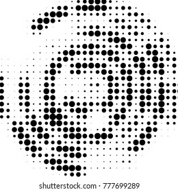 Abstract grunge grid polka dot halftone background pattern. Spotted black and white vector line illustration
