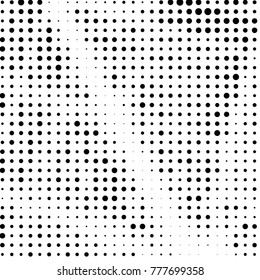 Abstract grunge grid polka dot halftone background pattern. Spotted black and white vector line illustration
