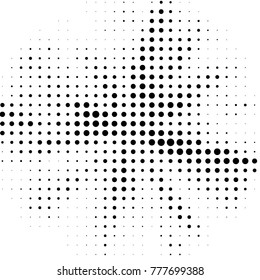 Abstract grunge grid polka dot halftone background pattern. Spotted black and white vector line illustration
