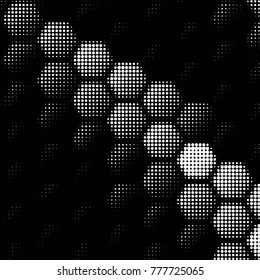 Abstract grunge grid polka dot halftone background pattern. Spotted black and white vector line illustration
