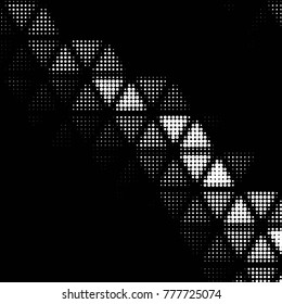 Abstract grunge grid polka dot halftone background pattern. Spotted black and white vector line illustration
