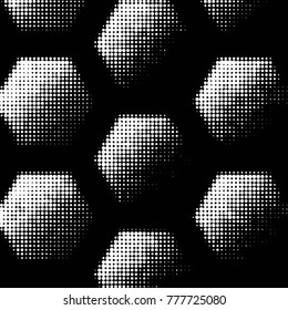 Abstract grunge grid polka dot halftone background pattern. Spotted black and white vector line illustration
