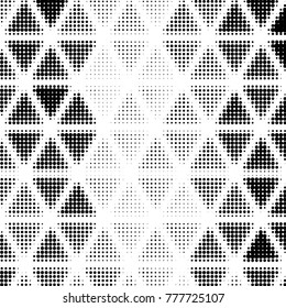 Abstract grunge grid polka dot halftone background pattern. Spotted black and white vector line illustration
