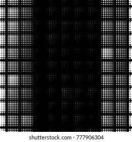 Abstract grunge grid polka dot halftone background pattern. Spotted black and white vector line illustration
