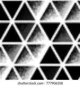 Abstract grunge grid polka dot halftone background pattern. Spotted black and white vector line illustration
