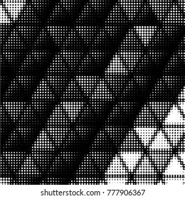 Abstract grunge grid polka dot halftone background pattern. Spotted black and white vector line illustration
