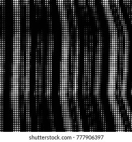 Abstract grunge grid polka dot halftone background pattern. Spotted black and white vector line illustration
