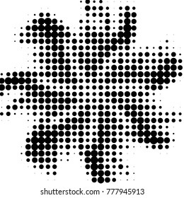 Abstract grunge grid polka dot halftone background pattern. Spotted black and white vector line illustration
