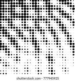 Abstract grunge grid polka dot halftone background pattern. Spotted black and white vector line illustration
