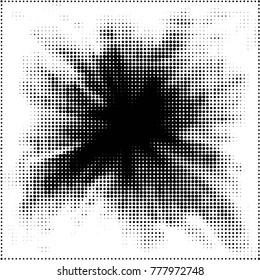 Abstract grunge grid polka dot halftone background pattern. Spotted black and white vector line illustration
