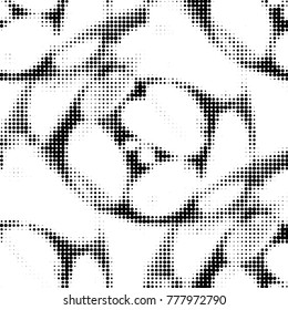 Abstract grunge grid polka dot halftone background pattern. Spotted black and white vector line illustration
