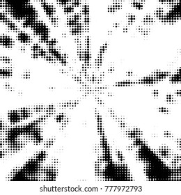 Abstract grunge grid polka dot halftone background pattern. Spotted black and white vector line illustration
