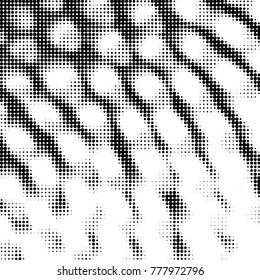 Abstract grunge grid polka dot halftone background pattern. Spotted black and white vector line illustration
