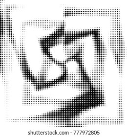 Abstract grunge grid polka dot halftone background pattern. Spotted black and white vector line illustration

