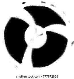 Abstract grunge grid polka dot halftone background pattern. Spotted black and white vector line illustration
