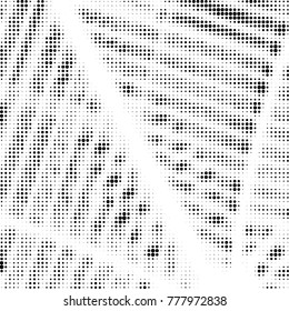 Abstract grunge grid polka dot halftone background pattern. Spotted black and white vector line illustration
