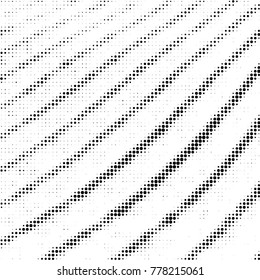 Abstract grunge grid polka dot halftone background pattern. Spotted black and white vector line illustration
