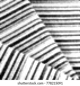 Abstract grunge grid polka dot halftone background pattern. Spotted black and white vector line illustration
