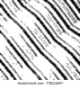 Abstract grunge grid polka dot halftone background pattern. Spotted black and white vector line illustration
