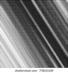 Abstract grunge grid polka dot halftone background pattern. Spotted black and white vector line illustration
