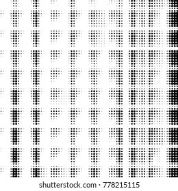 Abstract grunge grid polka dot halftone background pattern. Spotted black and white vector line illustration
