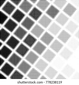 Abstract grunge grid polka dot halftone background pattern. Spotted black and white vector line illustration
