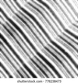Abstract grunge grid polka dot halftone background pattern. Spotted black and white vector line illustration
