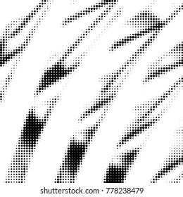 Abstract grunge grid polka dot halftone background pattern. Spotted black and white vector line illustration
