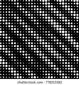 Abstract grunge grid polka dot halftone background pattern. Spotted black and white vector line illustration
