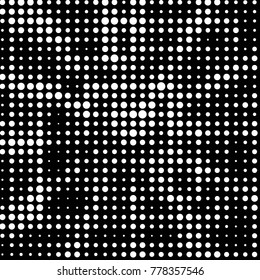 Abstract grunge grid polka dot halftone background pattern. Spotted black and white vector line illustration
