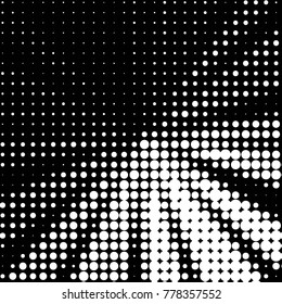 Abstract grunge grid polka dot halftone background pattern. Spotted black and white vector line illustration
